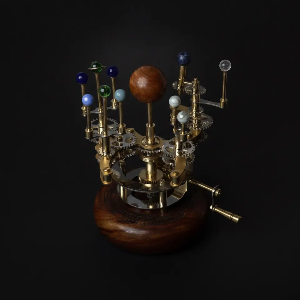 Brass Solar System Orrery, Shelf Display