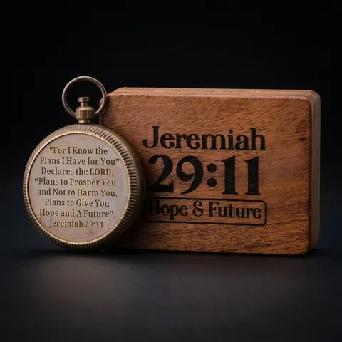 Jeremiah 29:11 Compass, Wooden Box view 1
