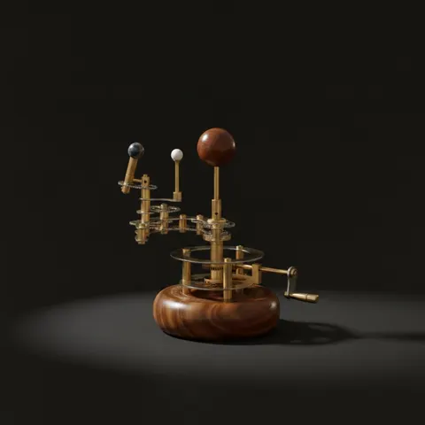 Brass Solar System Orrery, Shelf Display view 1