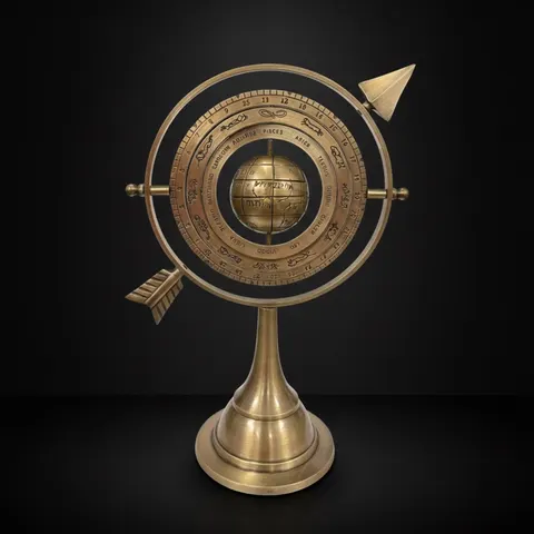 All-Brass Armillary Sphere with Pierced Arrow view 1
