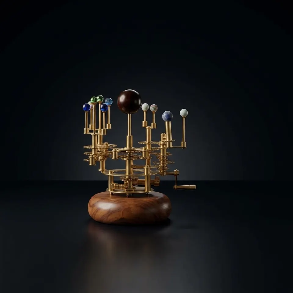Brass Solar System Orrery, Shelf Display