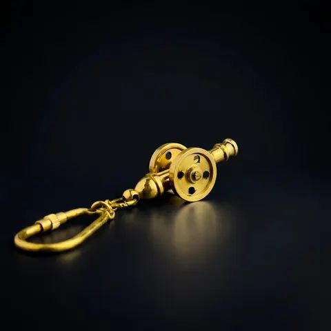 Brass Cannon Keychain view 1