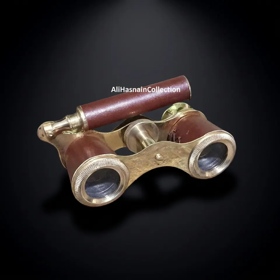 Antique Brass Opera Glasses — Leather-Covered Barrel