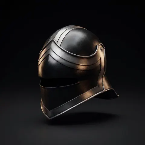 Black Steel Sallet Helmet — Fantasy Knight Armor view 1