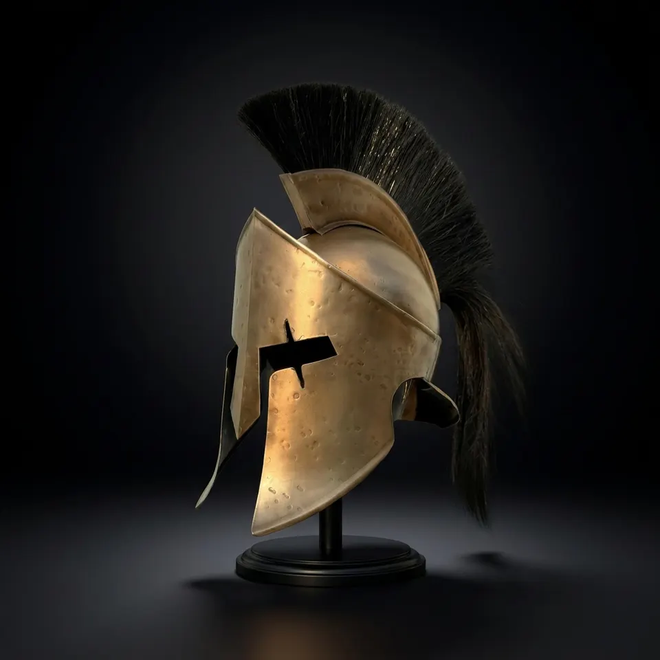 Spartan Greek Helmet — Corinthian Bronze with Crest