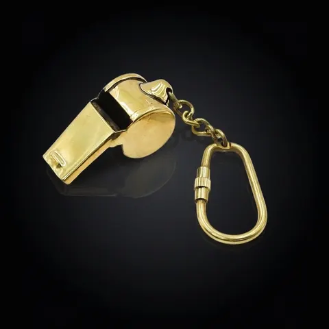 Brass Boatswain Whistle Keychain view 1