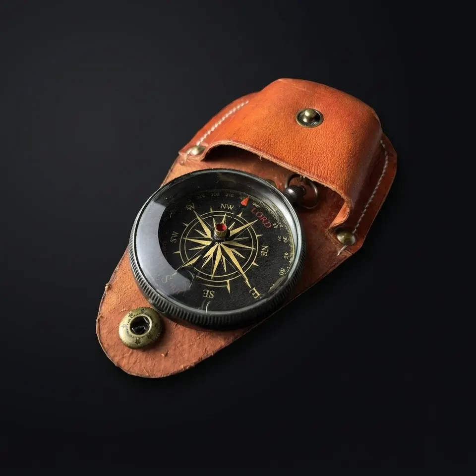 Religious Compass, Leather Case
