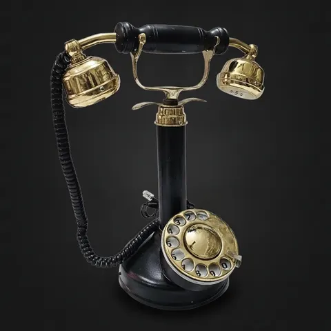Brass Candlestick Rotary Telephone — Home Office view 1