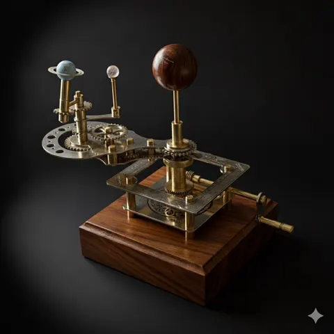 Brass Solar System Orrery, Shelf Display view 1