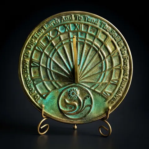 Brass Garden Sundial with Verdigris Highlights view 1