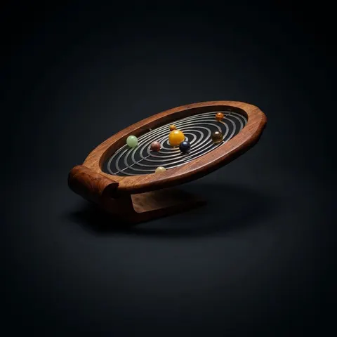 Oval Gemstone Solar System Desk Model on Rosewood Base view 1