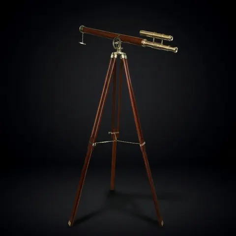 Double Barrel Brass Floor Standing Telescope 64" with No Case view 1