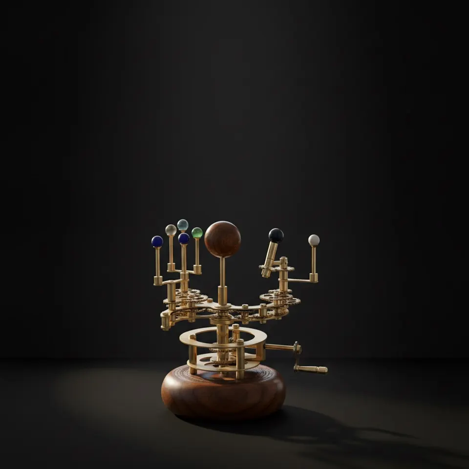 Brass Solar System Orrery, Shelf Display