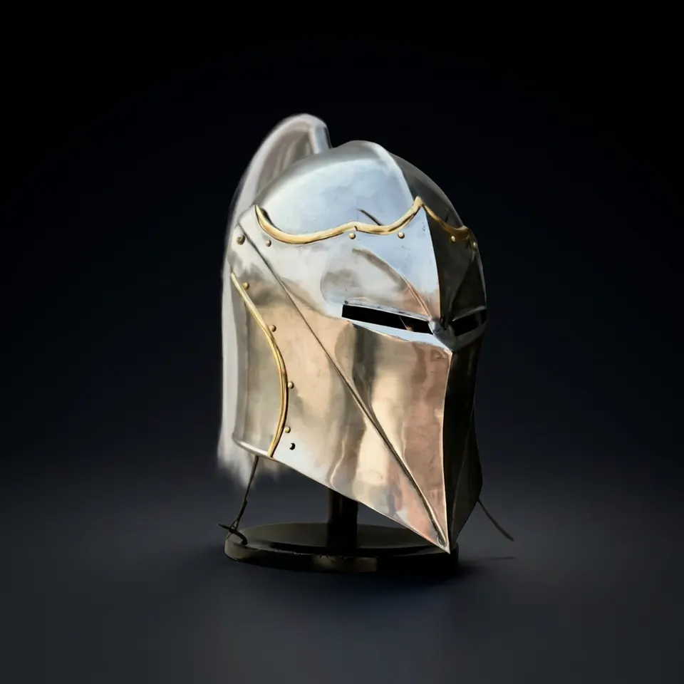 Gothic Knight Steel Helmet with Horsehair Plume