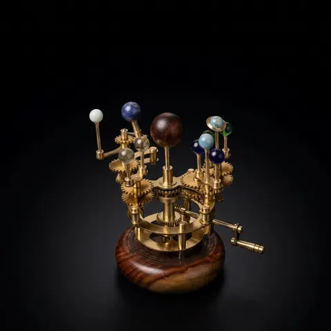 Gold-Finish Brass Orrery, Full Solar System view 1