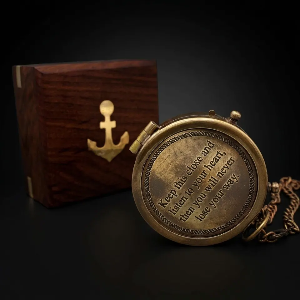 Follow Your Heart Compass, Wooden Box