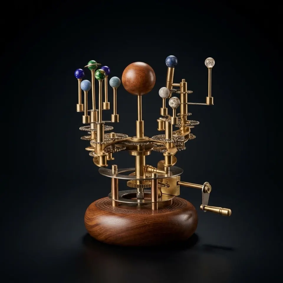 Brass Solar System Orrery, Shelf Display