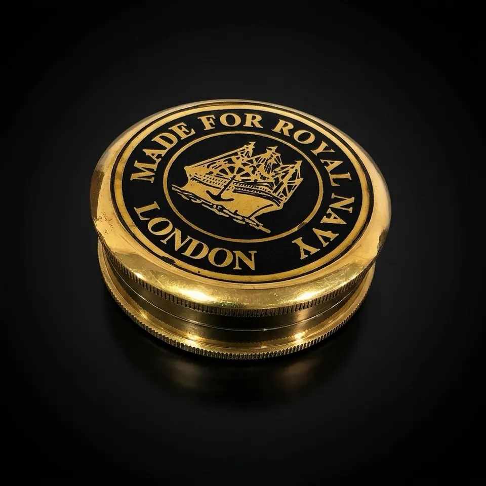 Royal Navy London Reproduction Compass, Polished Brass
