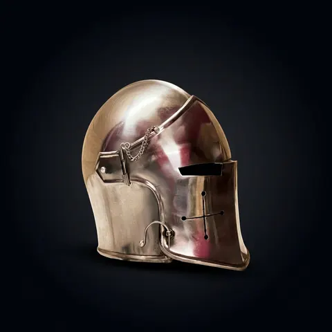 Steel Knight Helmet — Crusader Barbuta view 1