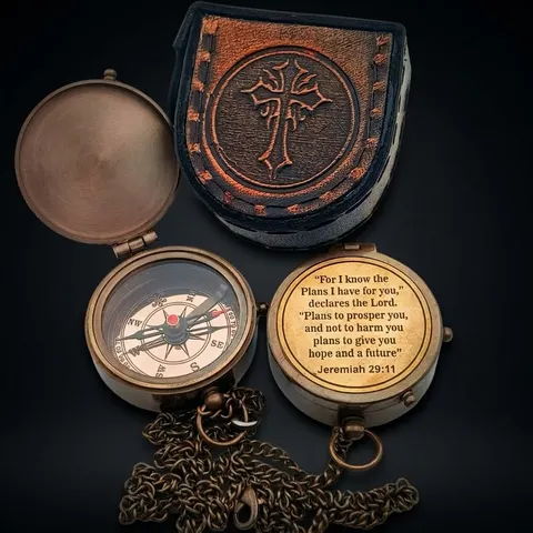 Jeremiah 29:11 Compass, Leather Case view 1