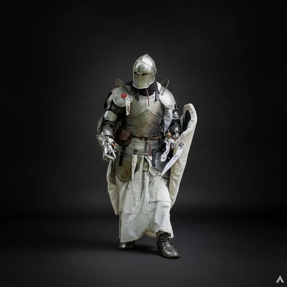 Medieval Knight Barbuta Full Armor with Crusader Wearable Costume