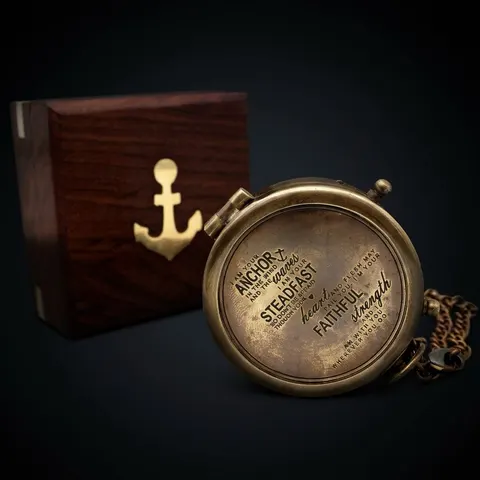 I Am Your Anchor Compass, Wooden Box view 1