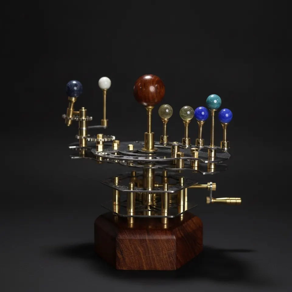 French Antique-Style Brass Orrery, Desk Model