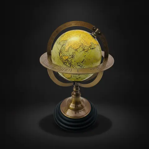 Brass Armillary Globe on Black Wooden Base view 1