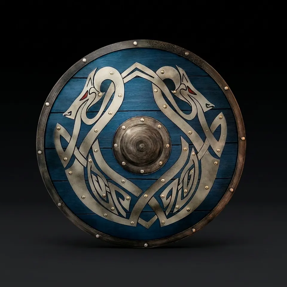 Medieval Dragon Viking Wooden Round Shield with Wall Décor
