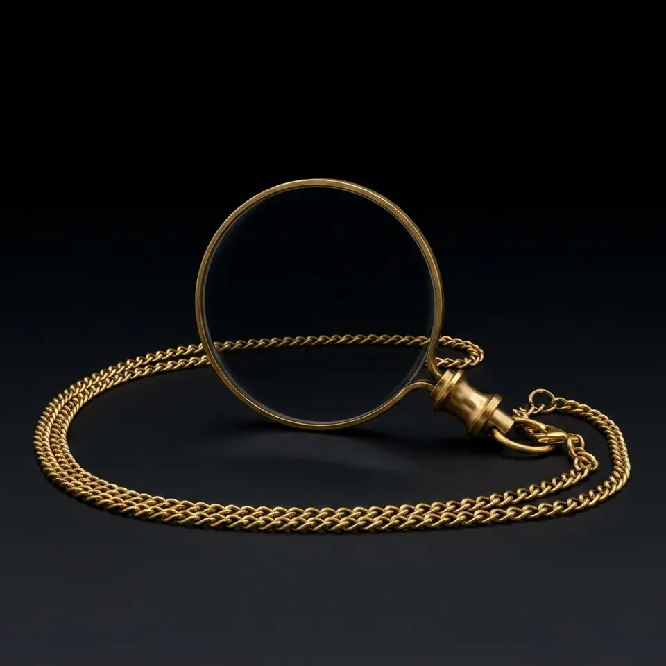 Polished Brass Pendant Magnifier 1.75" with 15" Chain