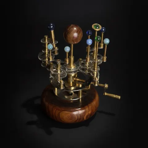 Brass Solar System Orrery, Shelf Display view 1