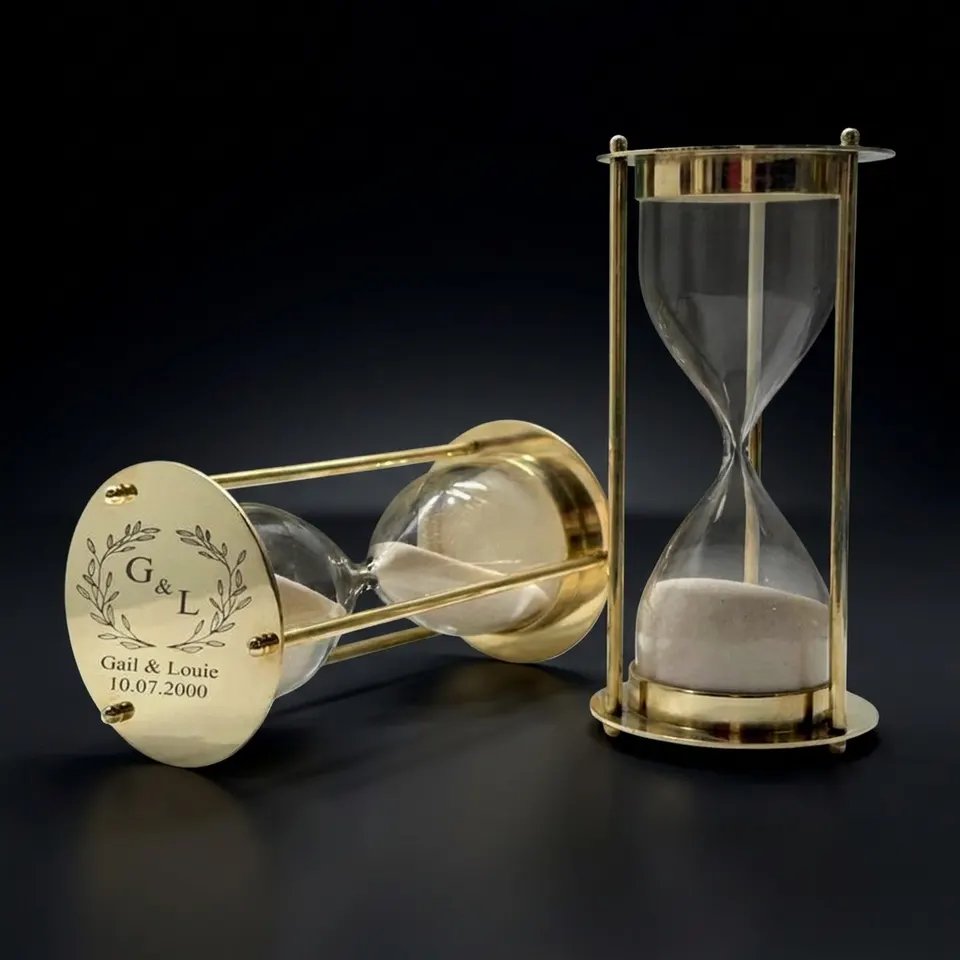 Fillable Brass Hourglass, Sand Ceremony Set, 5-Minute