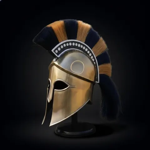 Spartan Warrior Helmet — Horsehair Crest Greek Corinthian view 1
