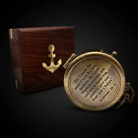Jeremiah 29:11 Compass, Wooden Box view 1