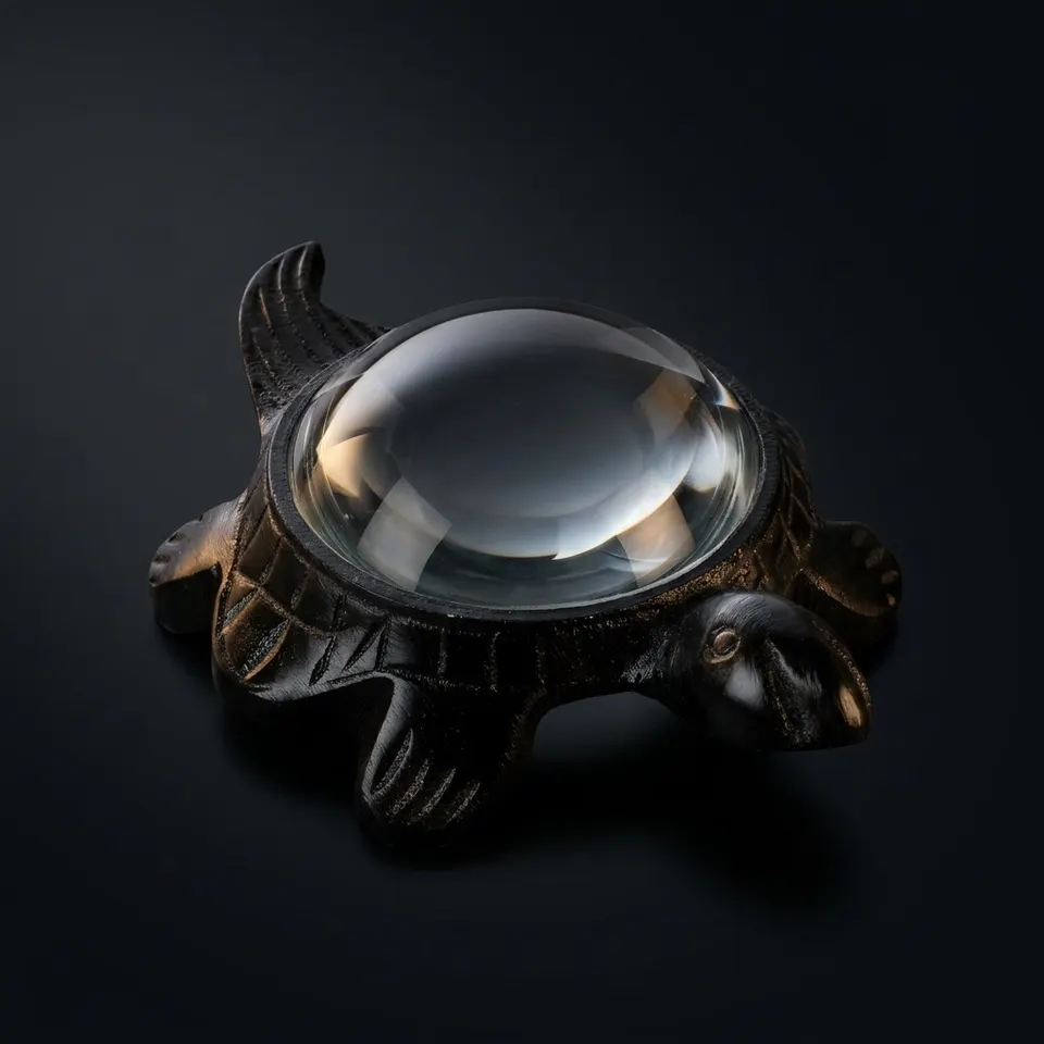 Decorative Turtle Brass Paperweight Magnifier 3"