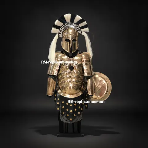 Roman Muscle Body Armor Set with Corinthian Helmet and Full Cuirass for LARP view 1