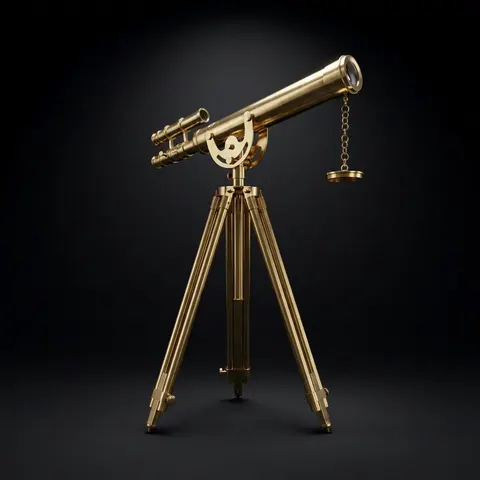 Double Barrel Brass Floor Standing Telescope 40" with All-Brass Tripod Stand view 1