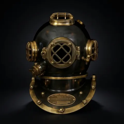 Mark V Diving Helmet with Black and Polished Brass Finish view 1