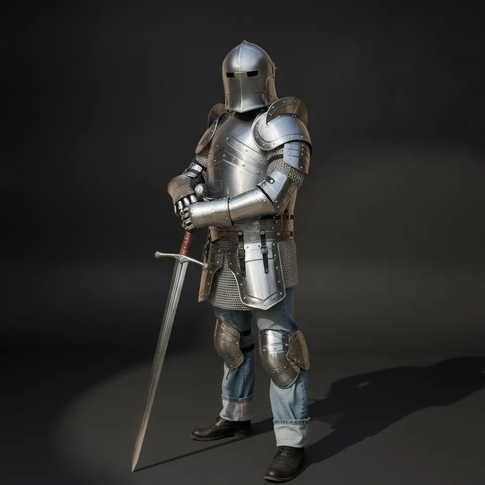 Barbuta Knight Armor Set with Handmade Steel for LARP and Display