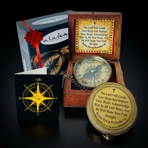 Religious Compass, Wooden Box view 1