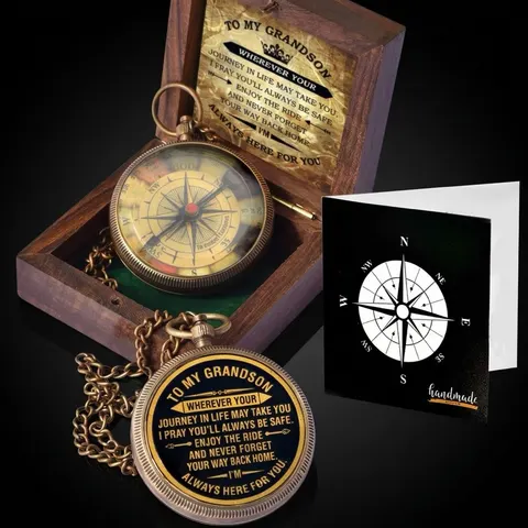 To My Grandson Compass, Wooden Box view 1