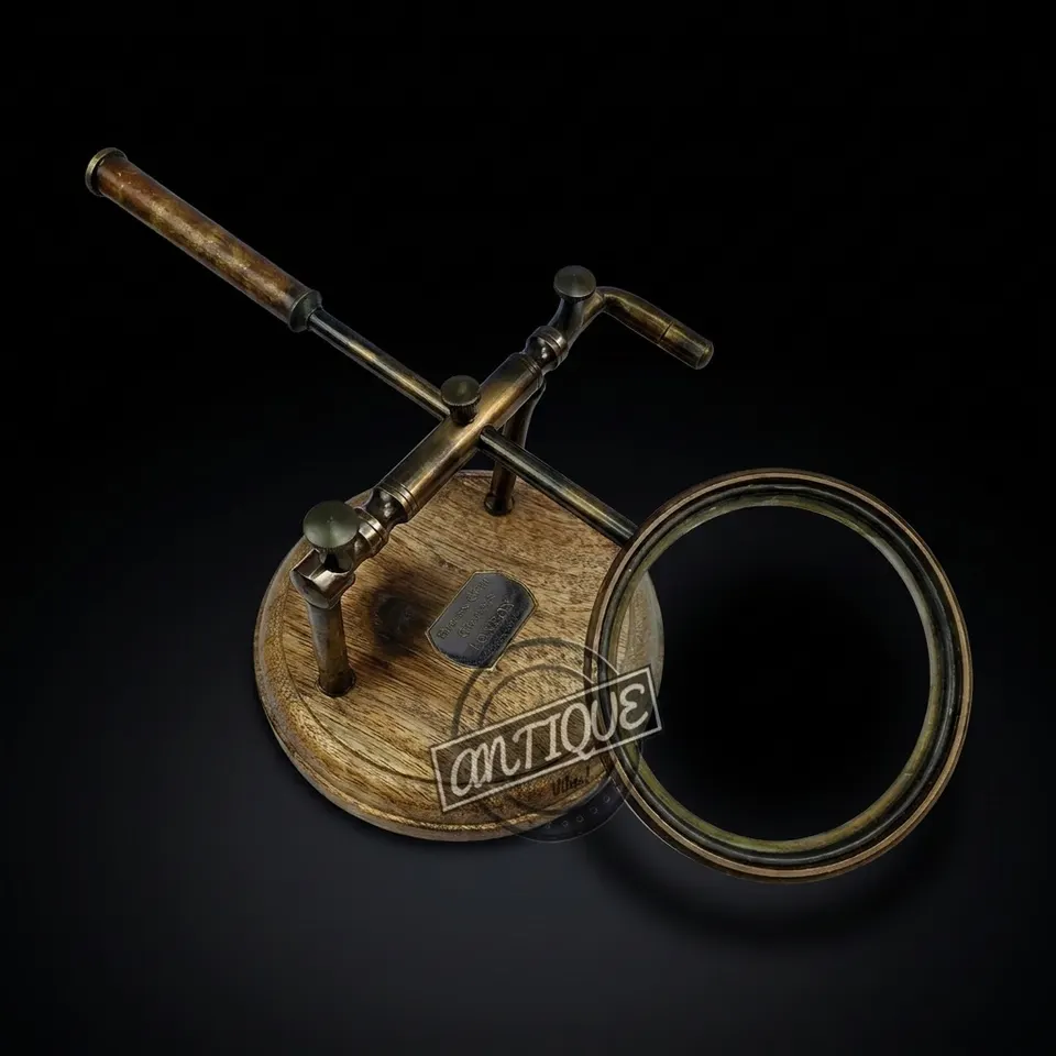 All-Brass Magnifier 3.5" on Wooden Base with Unique Design
