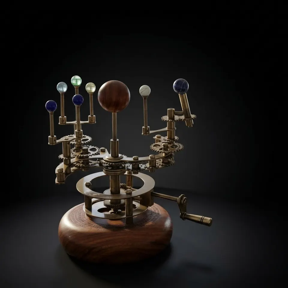 Brass Solar System Orrery, Shelf Display