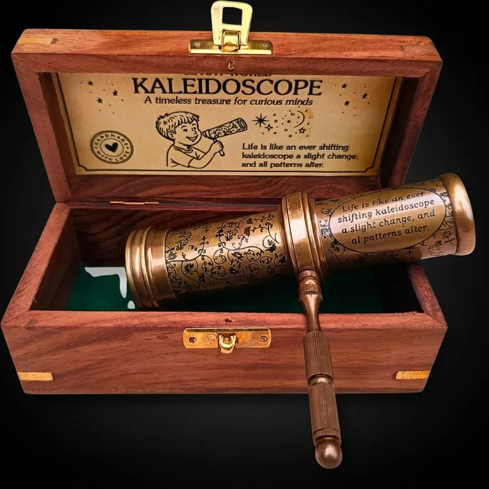 Brass Kaleidoscope Educational Collection with Wooden Box