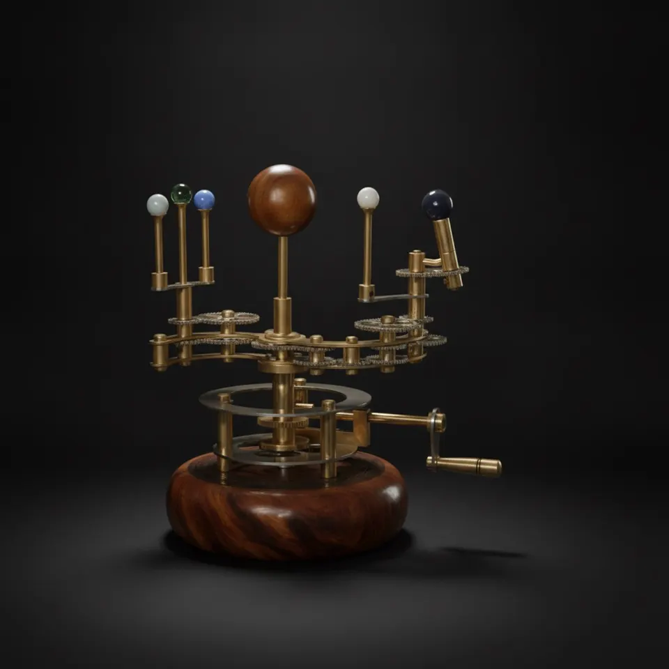 Brass Solar System Orrery, Shelf Display