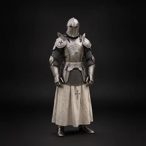 Barbuta Knight Armor Set with Undercloth and Gothic Steel Wearable view 1