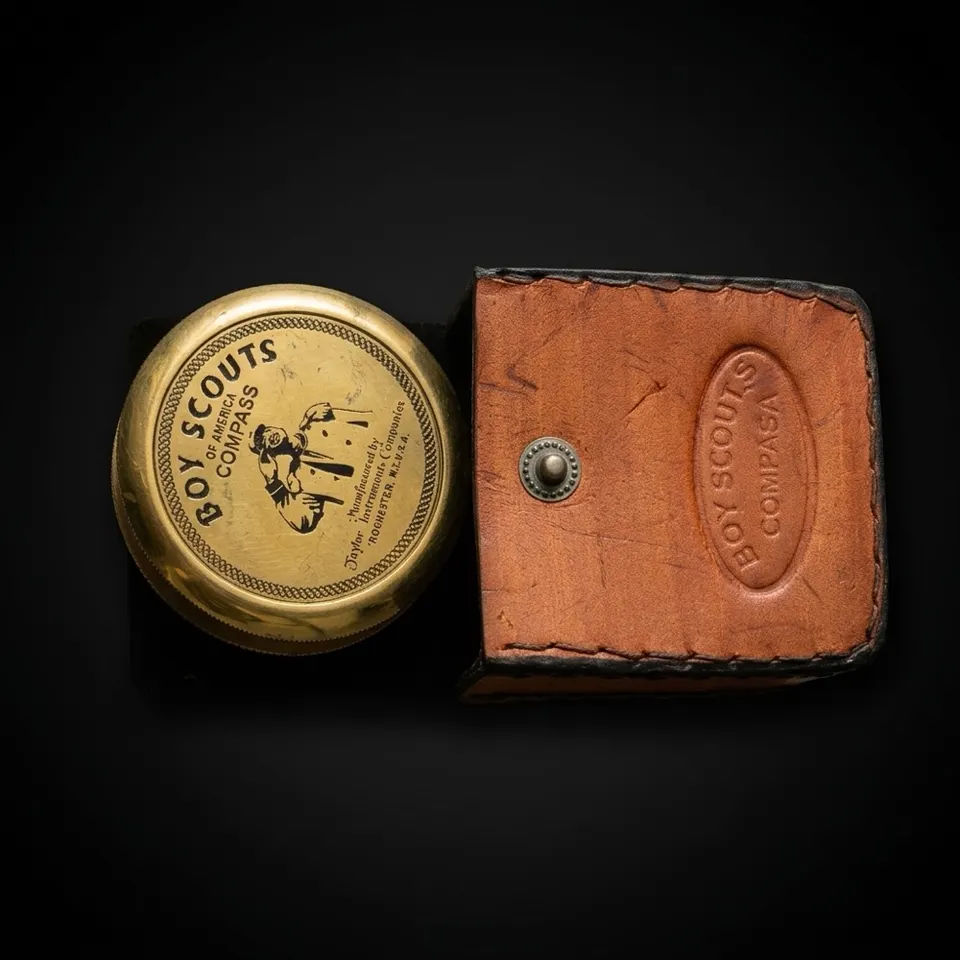 Boy Scout Compass, Leather Case