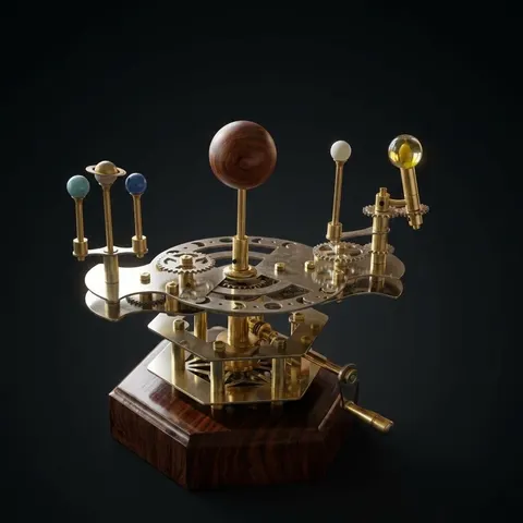 French Antique-Style Brass Orrery, Shelf Model view 1