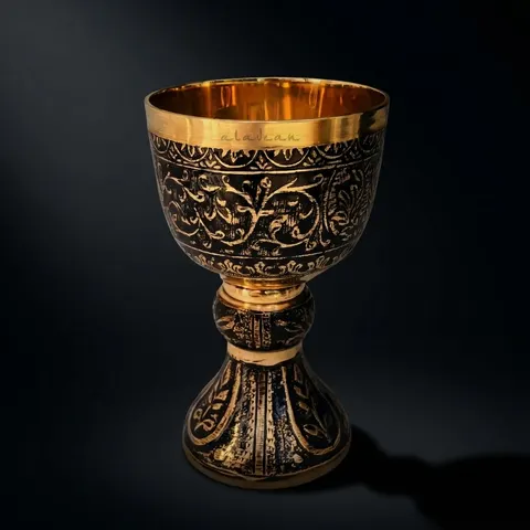 Solid Brass Goblet with Duke Embossed Design view 1