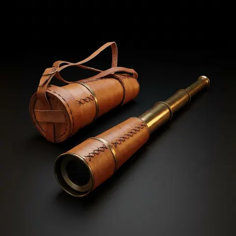 Brass Spyglass Telescope 18" with Leather Wrap with Caps and Carry Sling view 1